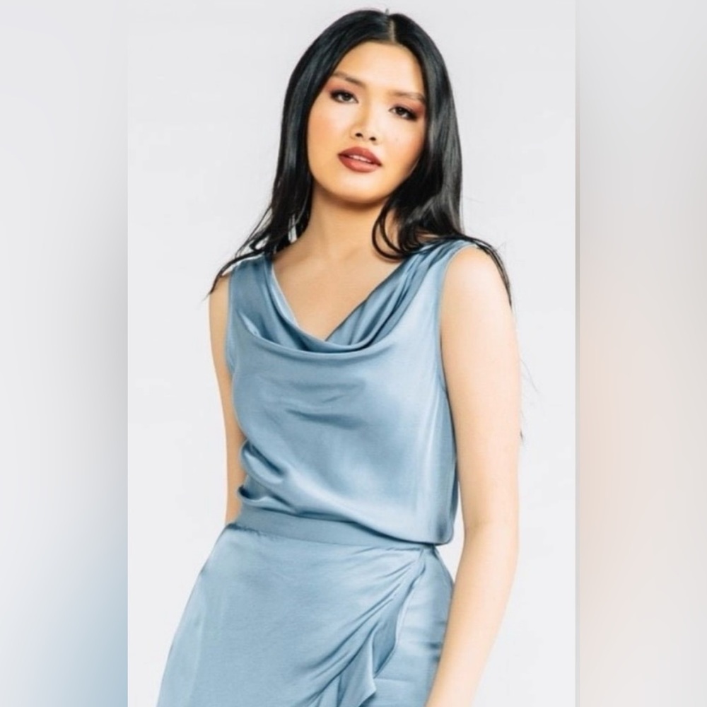 Chloe Kristyn Chloe Cami Blue Satin Small NWT